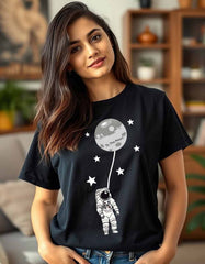 "Astronaut Tied with Moon" Printed T-shirt