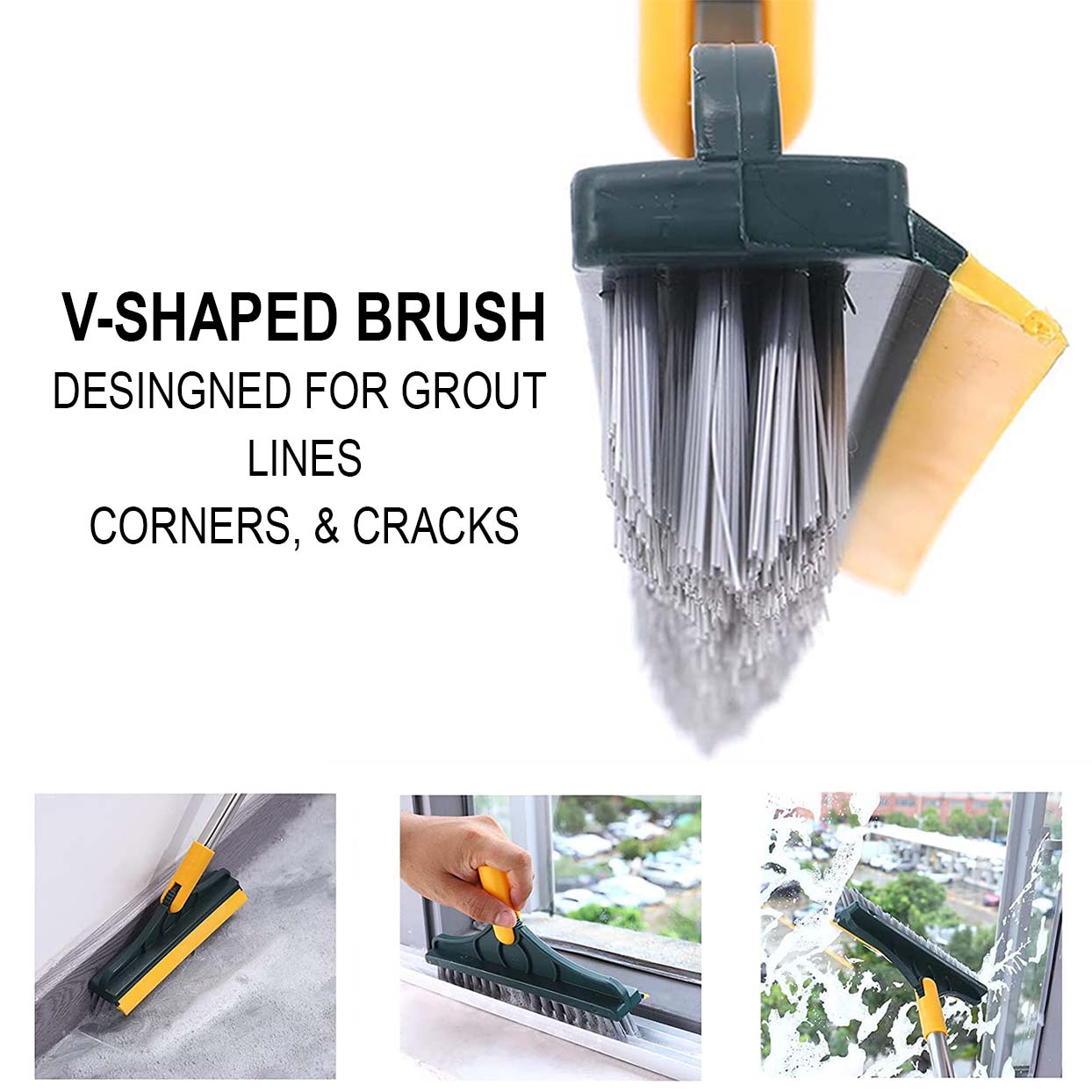 Rubber 2 in 1 Bathroom Cleaning Brush Wiper