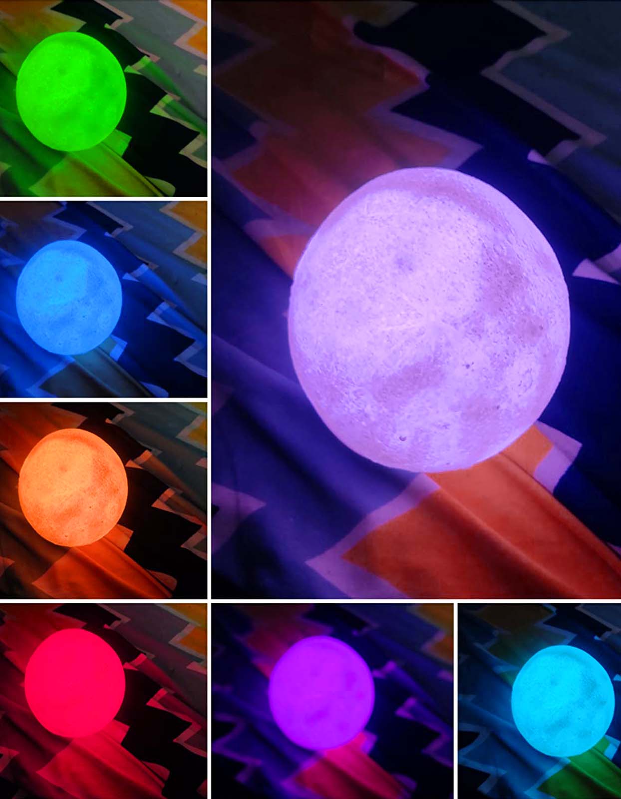 3D Moon Lamp 7 Colour Changeable Sensor Moon Night Lamp