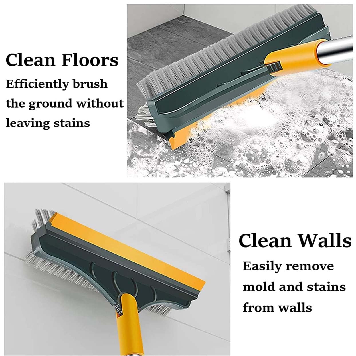 Rubber 2 in 1 Bathroom Cleaning Brush Wiper