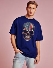 American Flag Skull Oversized T Shirt