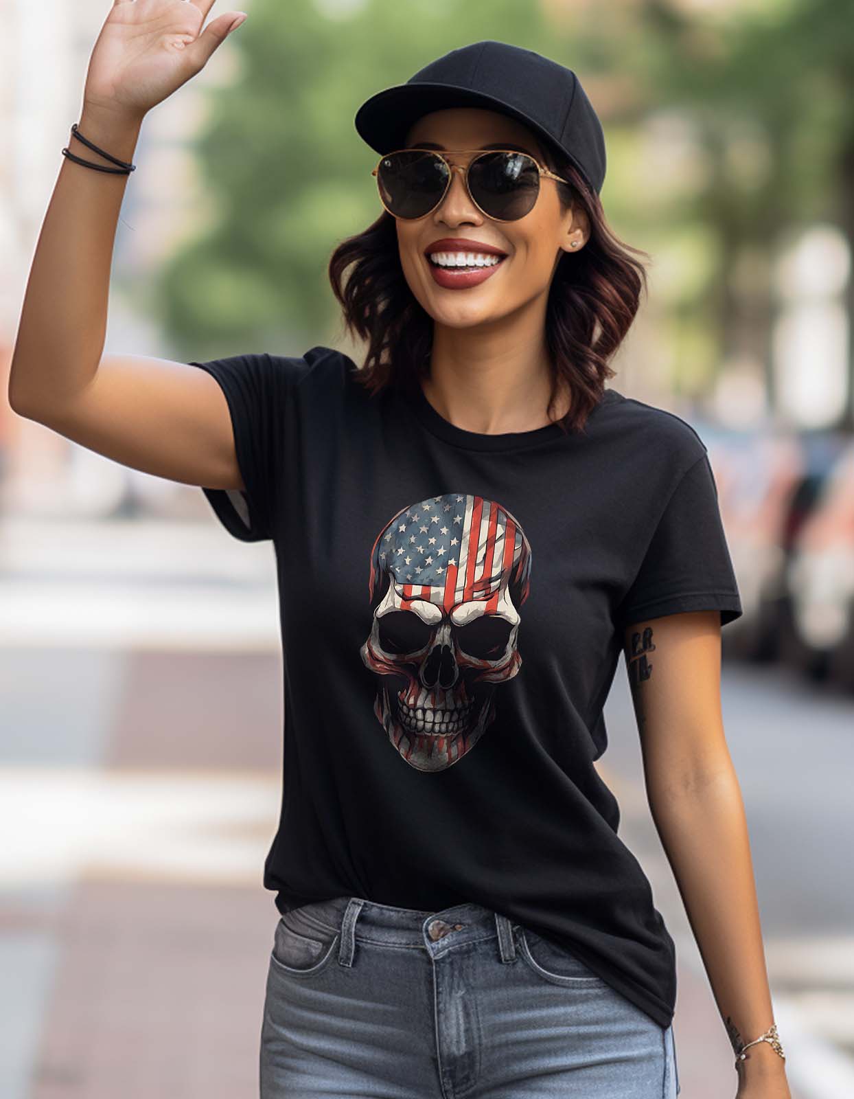 American Flag Skull T Shirt