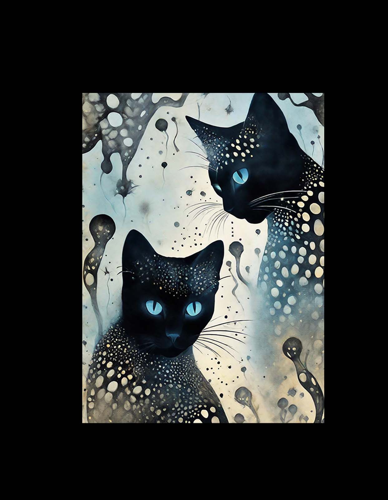 Black Cats Water Painting Poster T Shirt