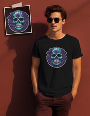 Blue Skull Print T Shirt