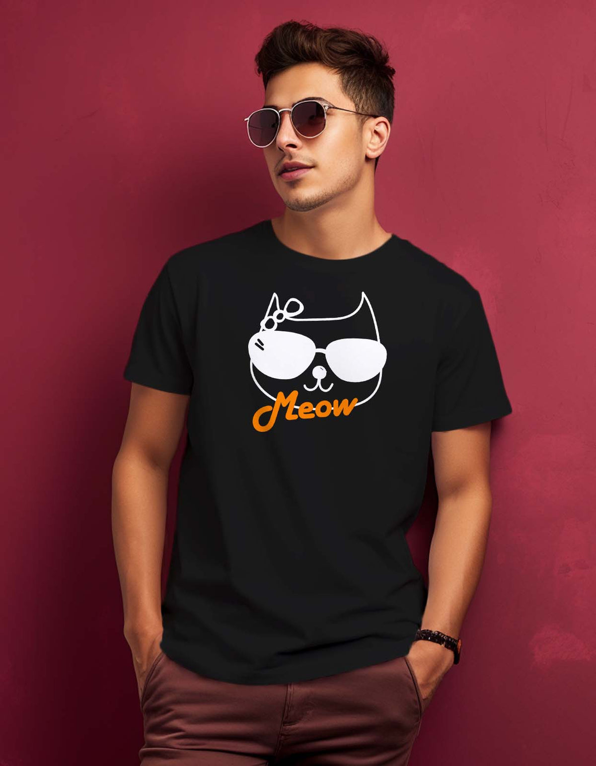 Cat Lover Graphics Printed T Shirt