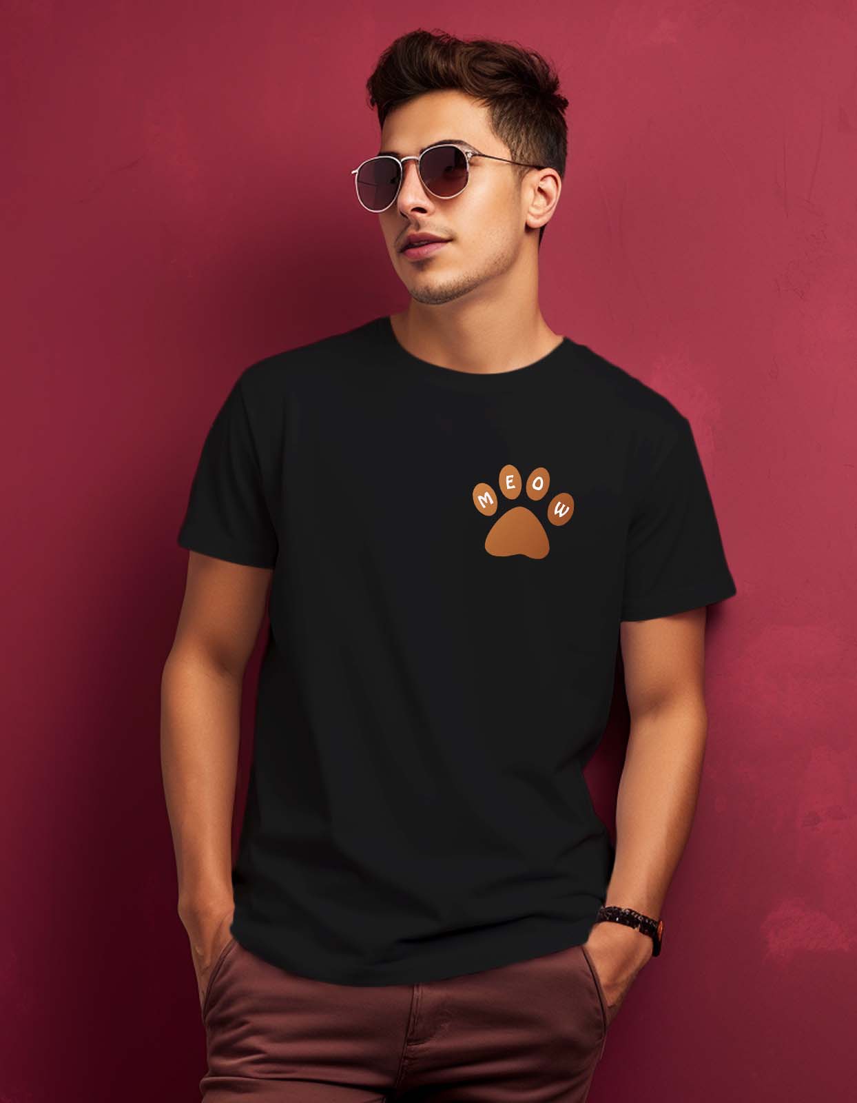 Cat Paws Pocket Printed T Shirt for Cat Lover