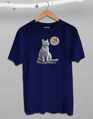 Cat With Moon Poster T Shirt for Cat Lovers