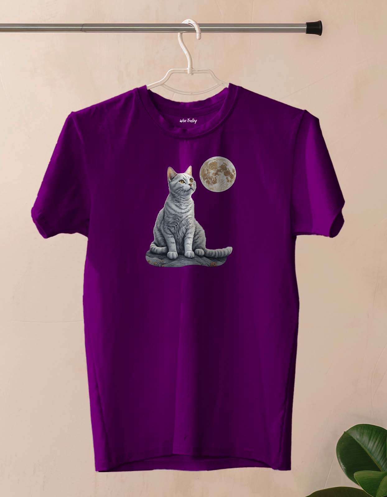 Cat With Moon Poster T Shirt for Cat Lovers