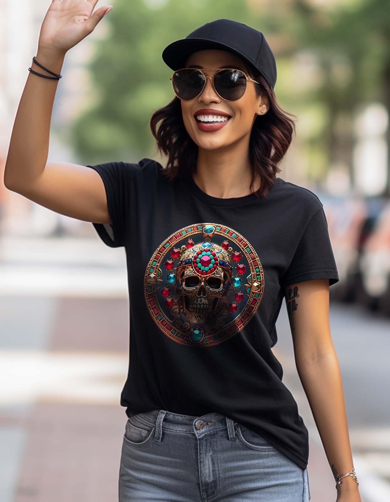 Designer Skull Print T-shirt