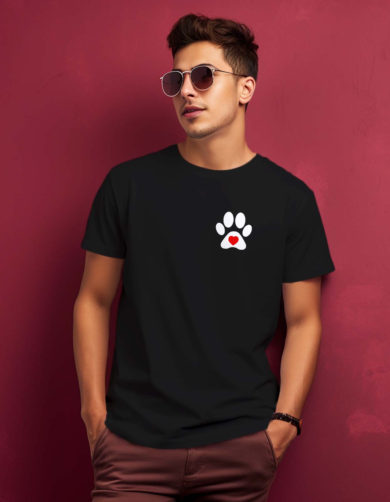 Dog Paws Pocket Printed T Shirt