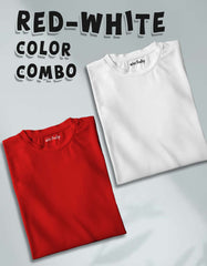 Red White Cotton T-shirt combo