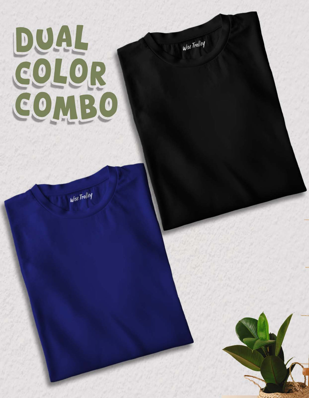 Black-Blue Cotton T Shirt Combo