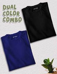 Black-Blue Cotton T Shirt Combo