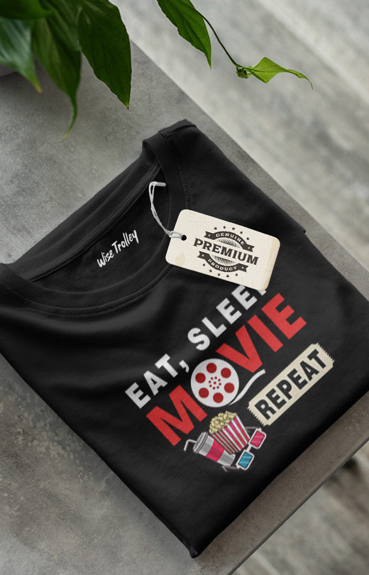 Eat Sleep Movie Repeat T Shirt