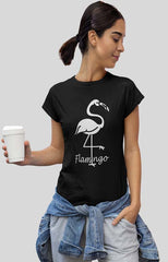 Flamingo Bird T-Shirt Womens Black