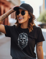 Gray Skull Printed T-shirt