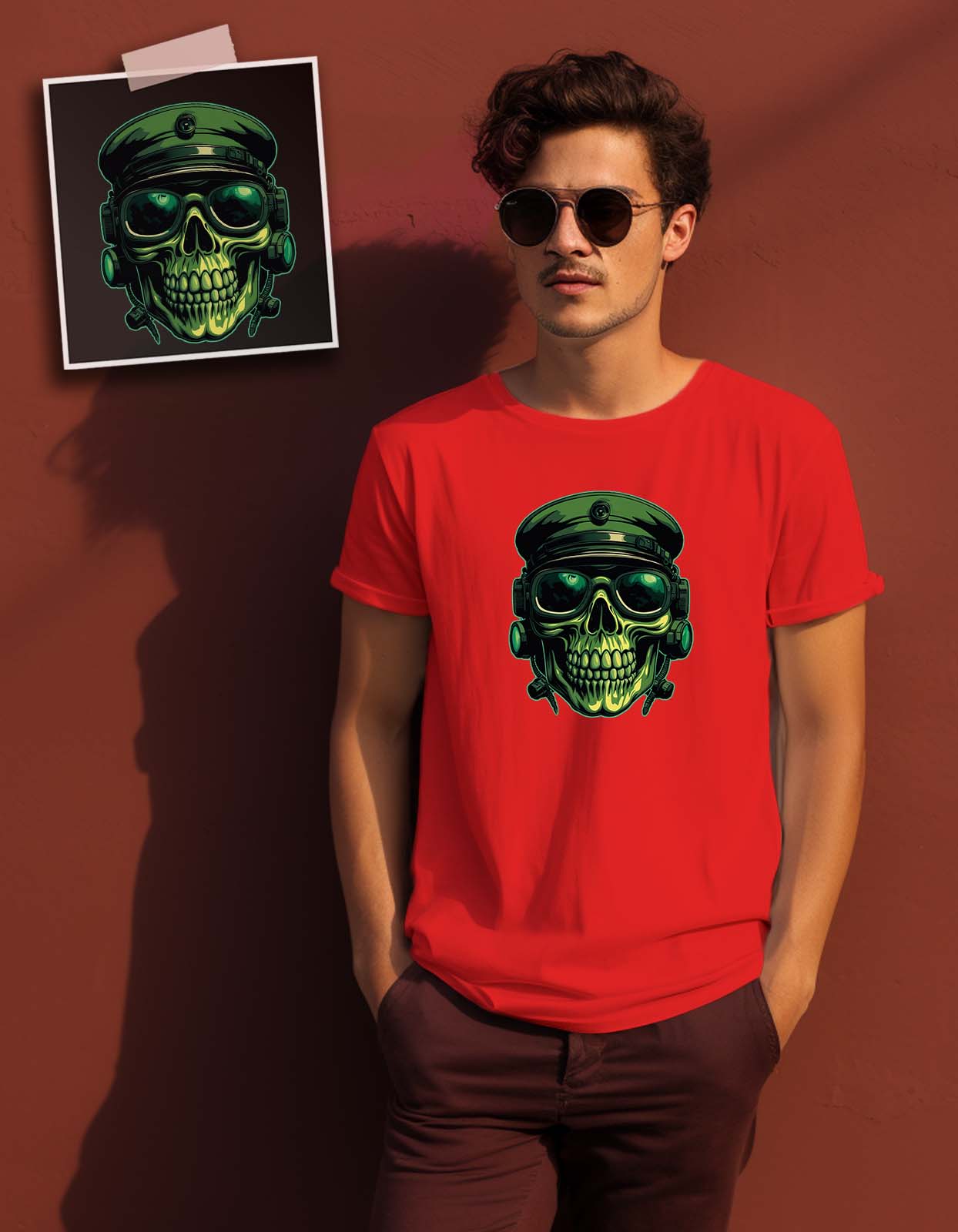 Green Skull Graphics Printed T Shirt Online In India