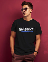 "Hashtag Restart" Printed T-shirt