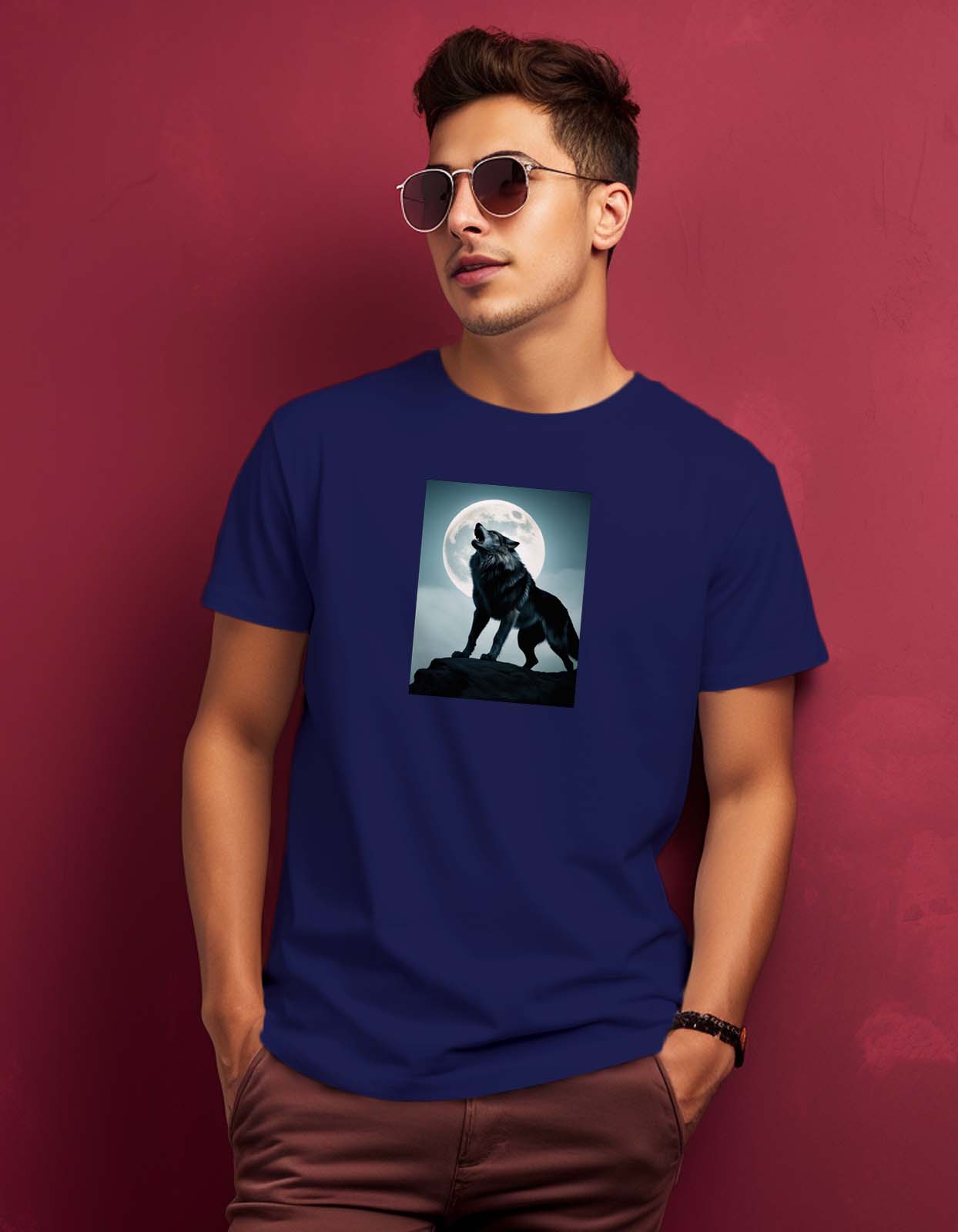 Howling Wolf Print T shirt