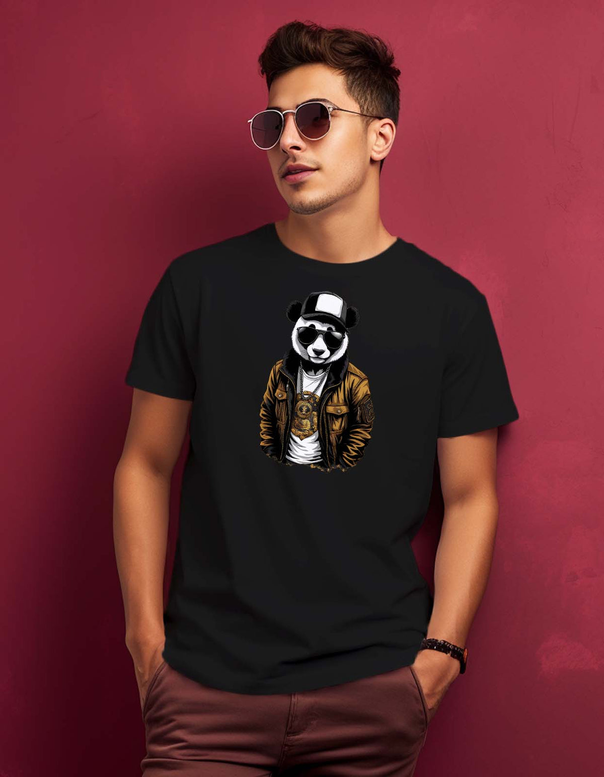 "I Love Panda" Print T Shirt