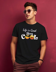 "Life Is Good Stay Cool" Graphics Printed T Shirt