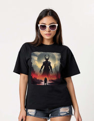 Man In Front Of Devil Poster Oversized T-shirts