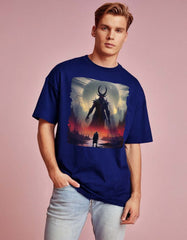 Man In Front Of Devil Poster Oversized T-shirts