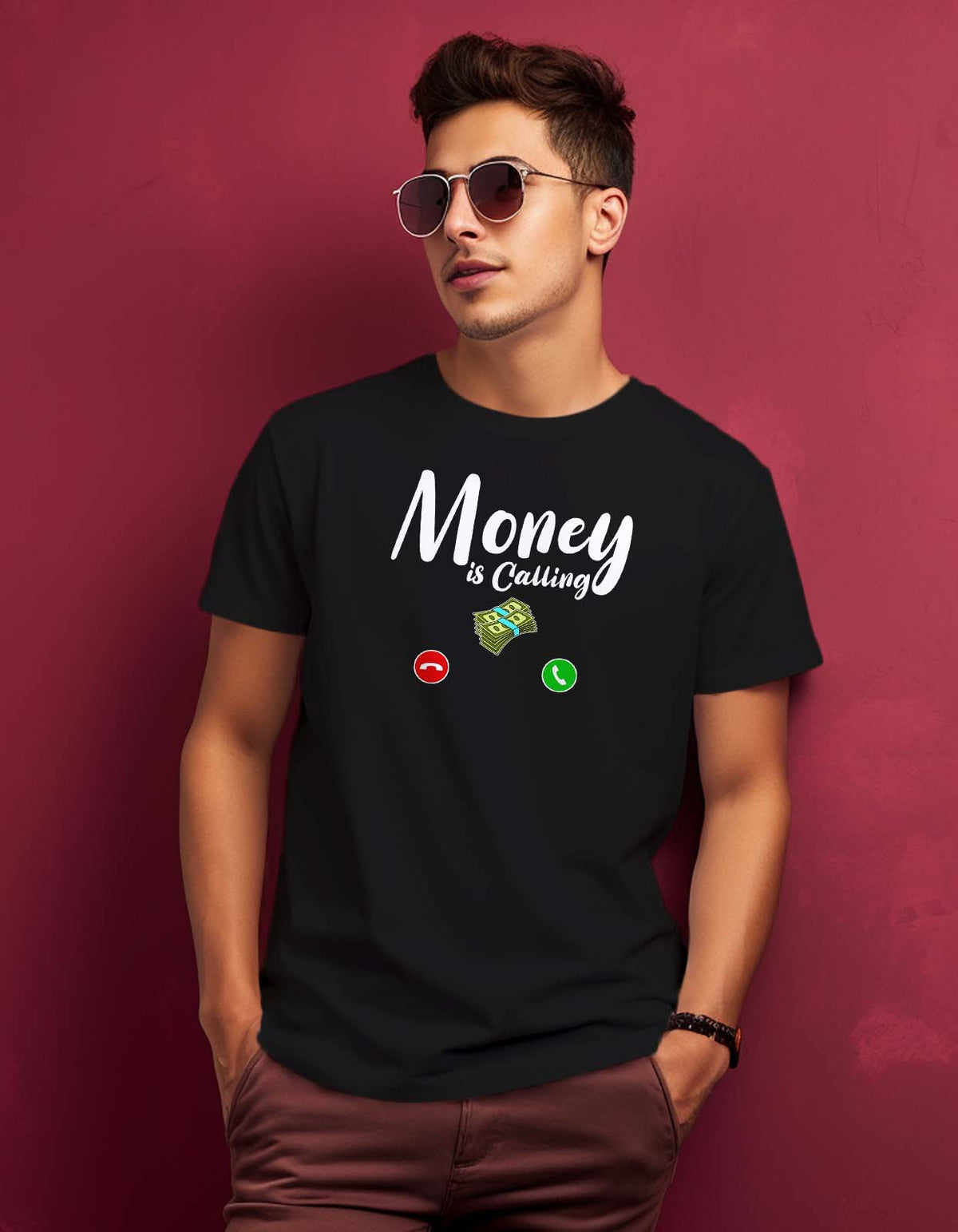 "Money Is Calling" Graphics Printed T Shirt