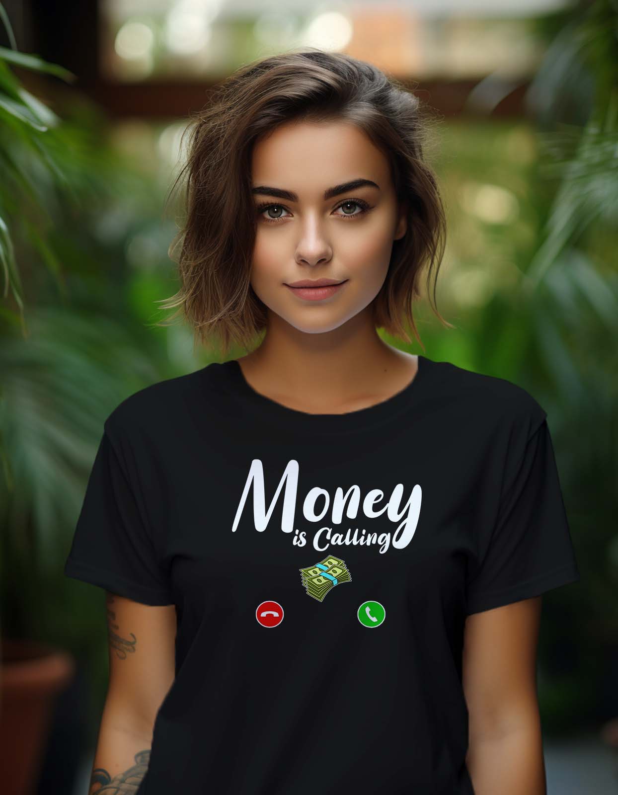 "Money Is Calling" Graphics Printed T Shirt