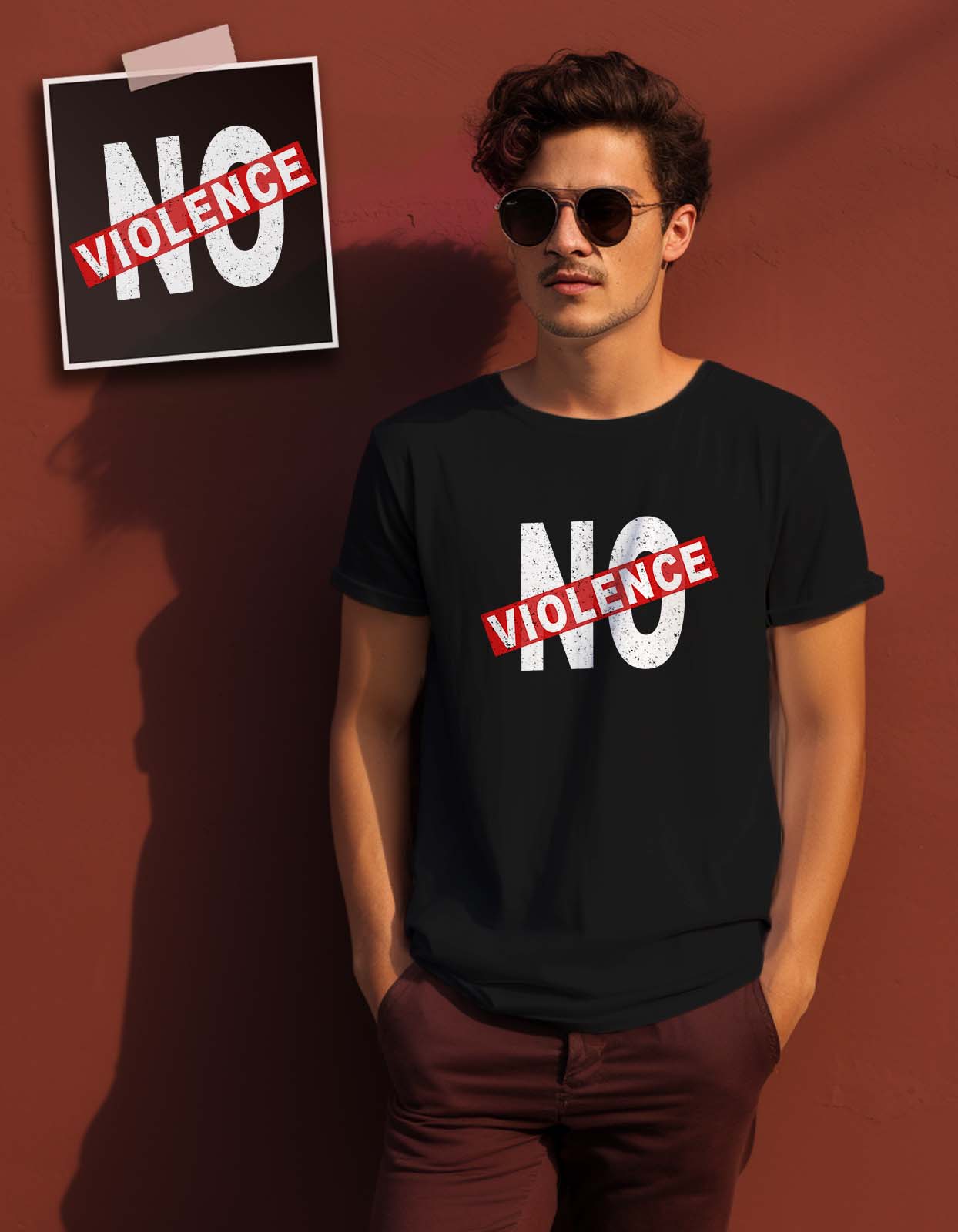 "No Violence" Printed T Shirt