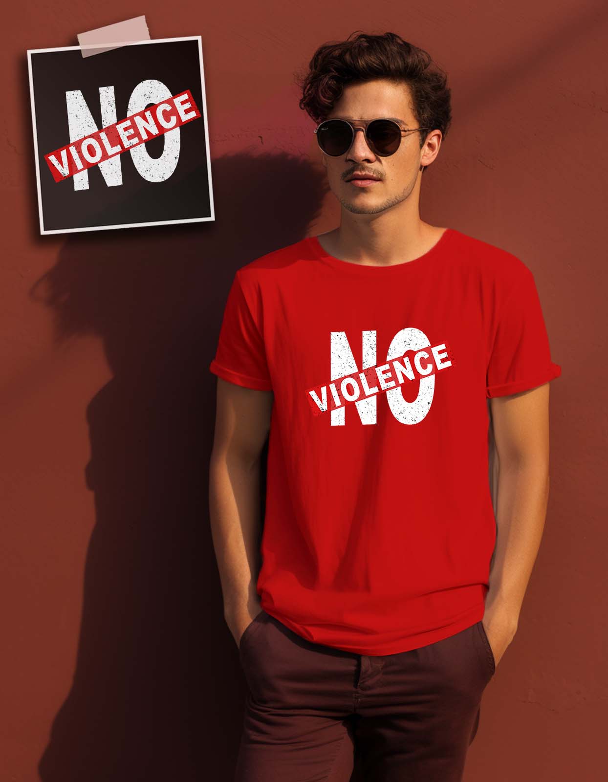 "No Violence" Printed T Shirt