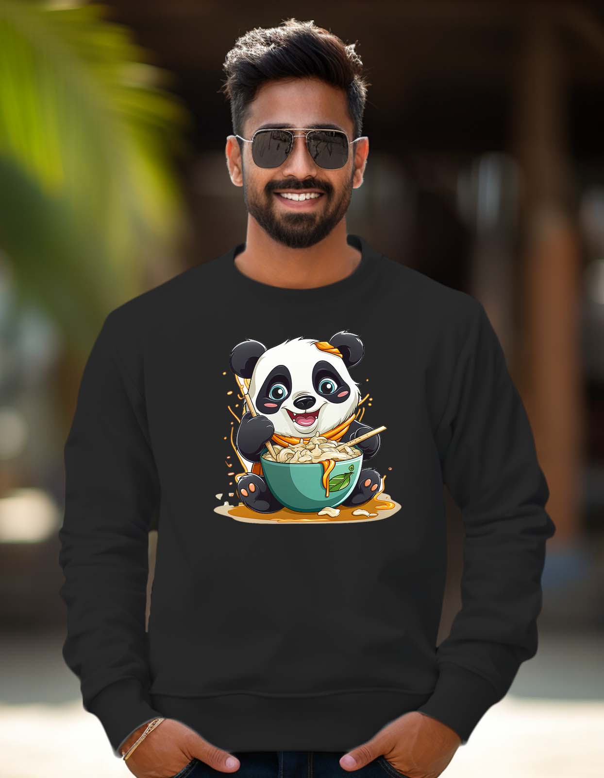 Panda Eating Noodles Sweatshirt Unisex Online In India