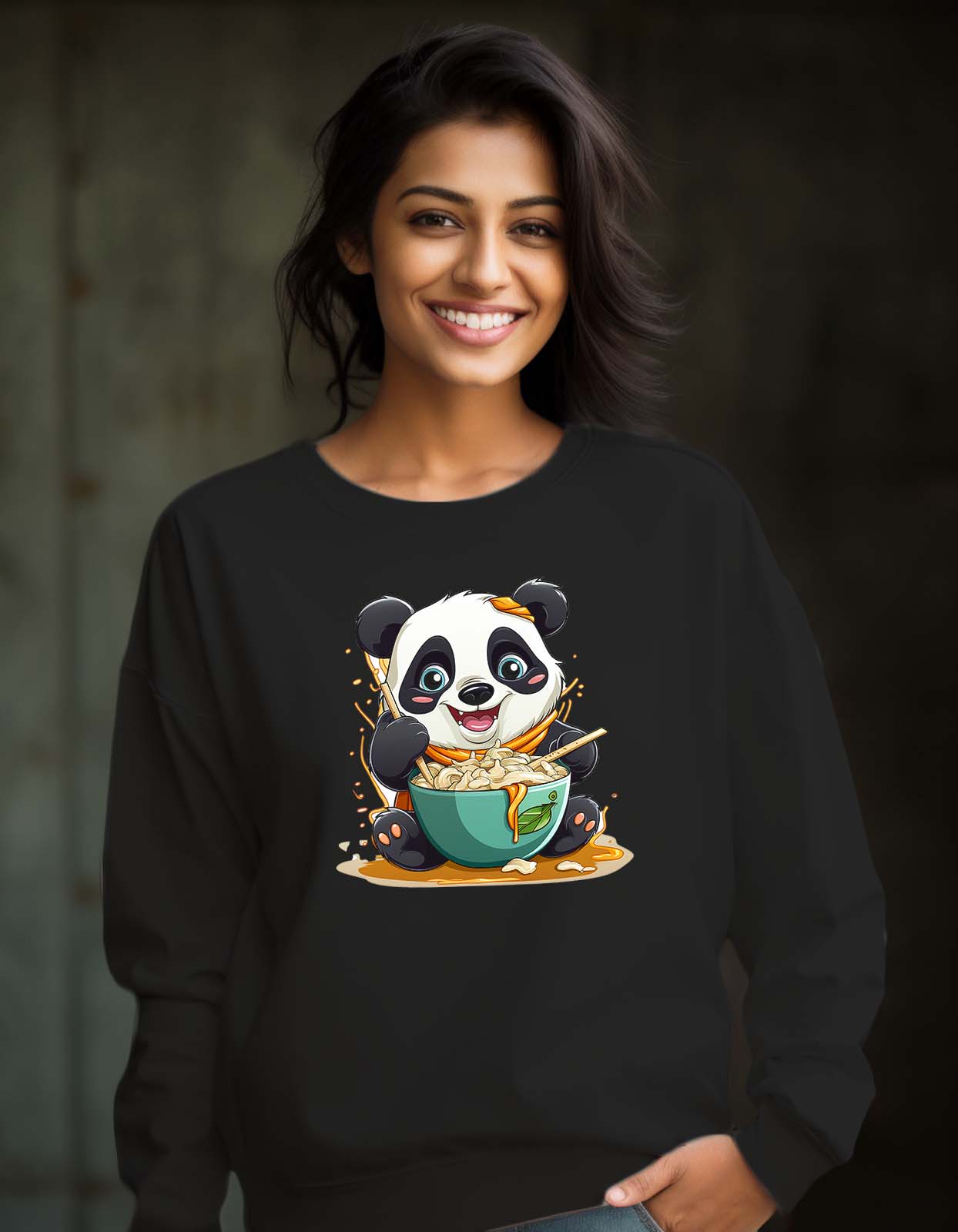 Panda Eating Noodles Sweatshirt Unisex Online In India