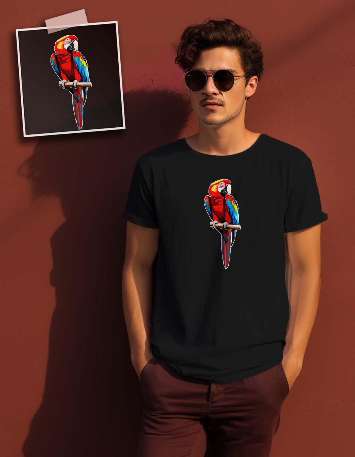 Parrot Printed T Shirt