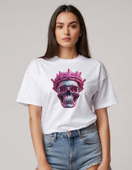 Pink Skull Print T Shirt