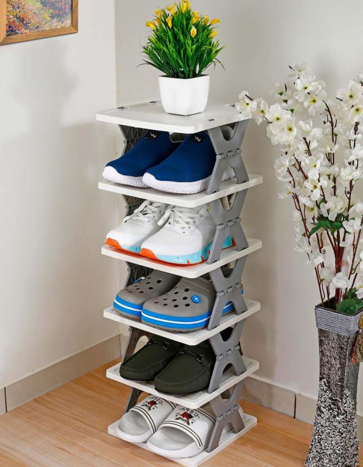 Shoe Rack Plastic | Plastic Adustable Storage Organizer Cabinet For Saving Space | Foldable Shoe Rack Plastic |