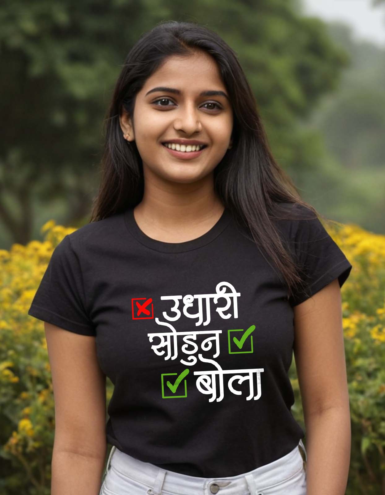 "Udhari Sodun Bola" Marathi Attitude Lines Marathi Printed T-shirt