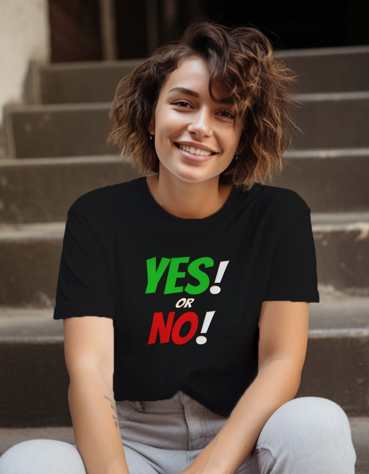 "Yes Or No" Print on T-shirt