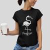 Flamingo Bird T-Shirt Womens Black