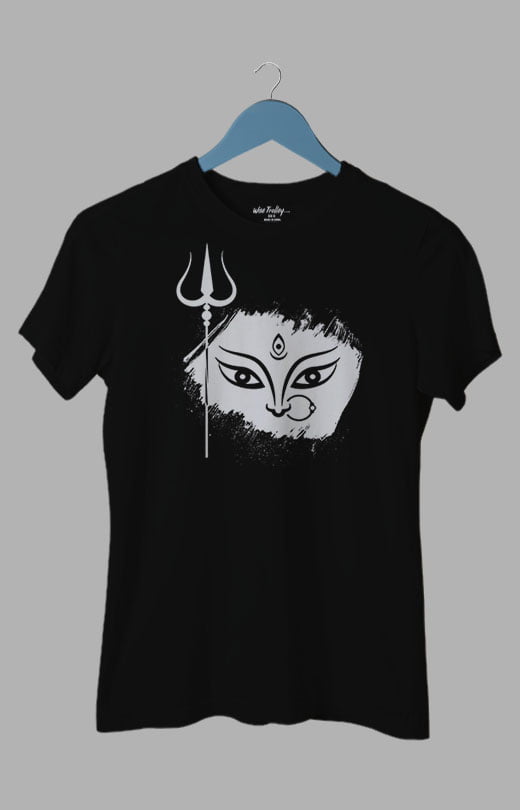 Navratri Festival Durga Devi T shirt for Women Black
