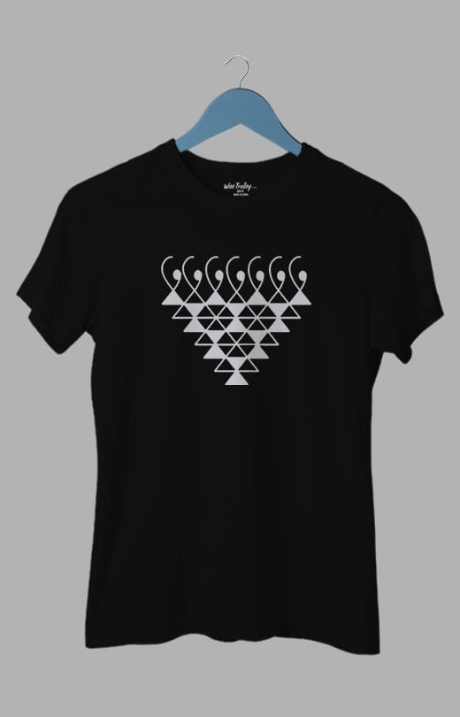 Saraswati Symbol, Yantra T-Shirt for Women Black