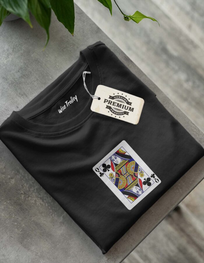 Queen of Clubs Playing Card T-Shirt - Image 2