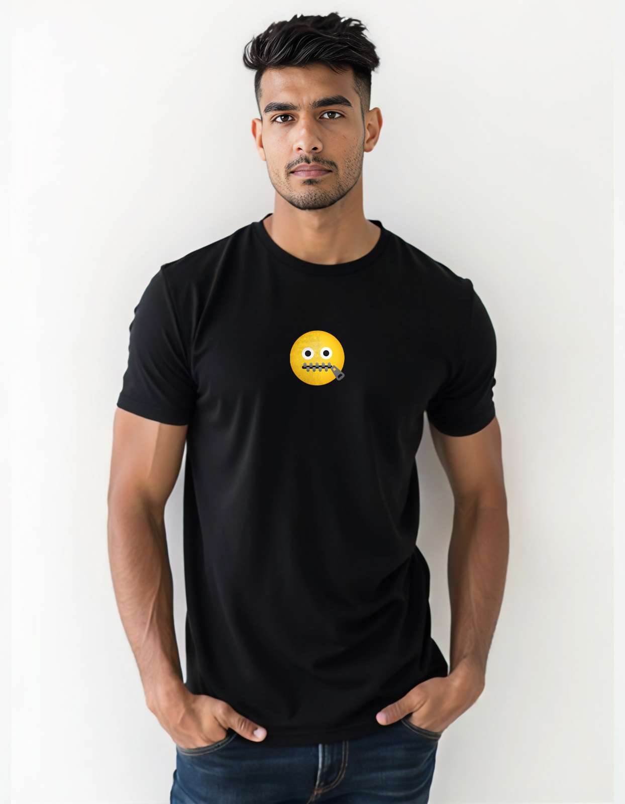 Zipper mouth emoji T-shirt