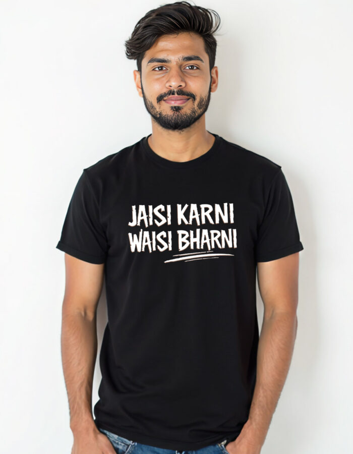 "Jaisi Karni Waisi Bharni" Hindi T-shirt - Image 3