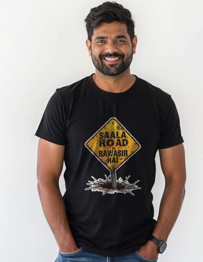 "Saala road hi bawasir hai" Hindi T-shirt - Image 3