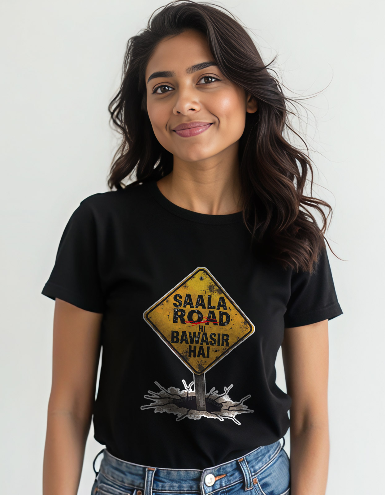 "Saala road hi bawasir hai" Hindi T-shirt