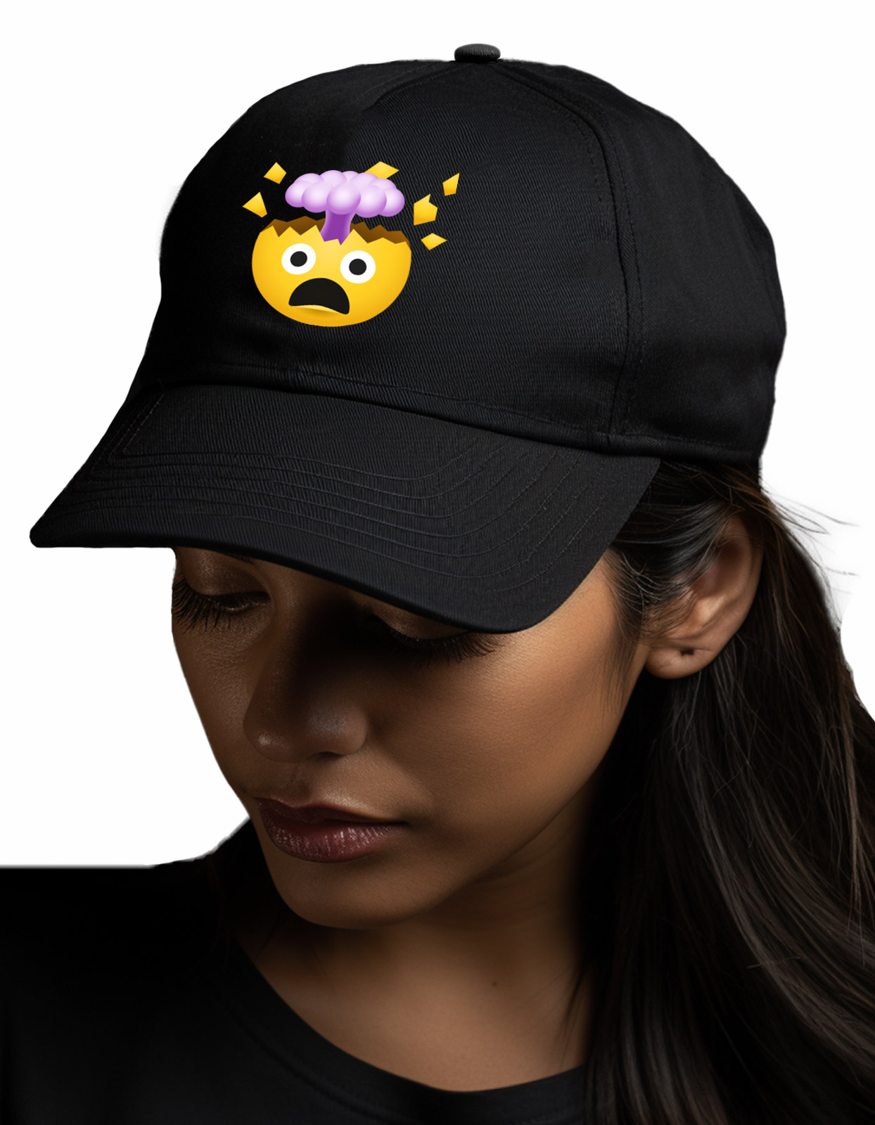 Exploding head emoji printed Baseball cap