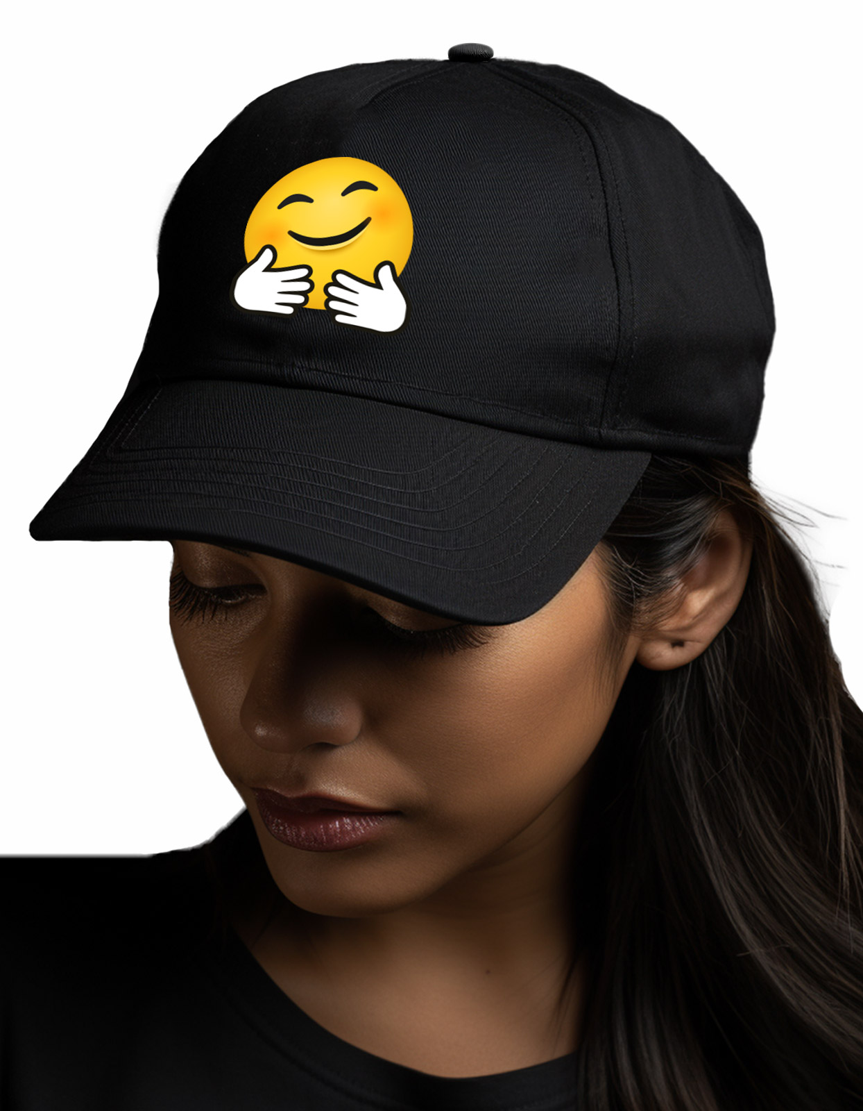 Hugging Face emoji printed Baseball cap