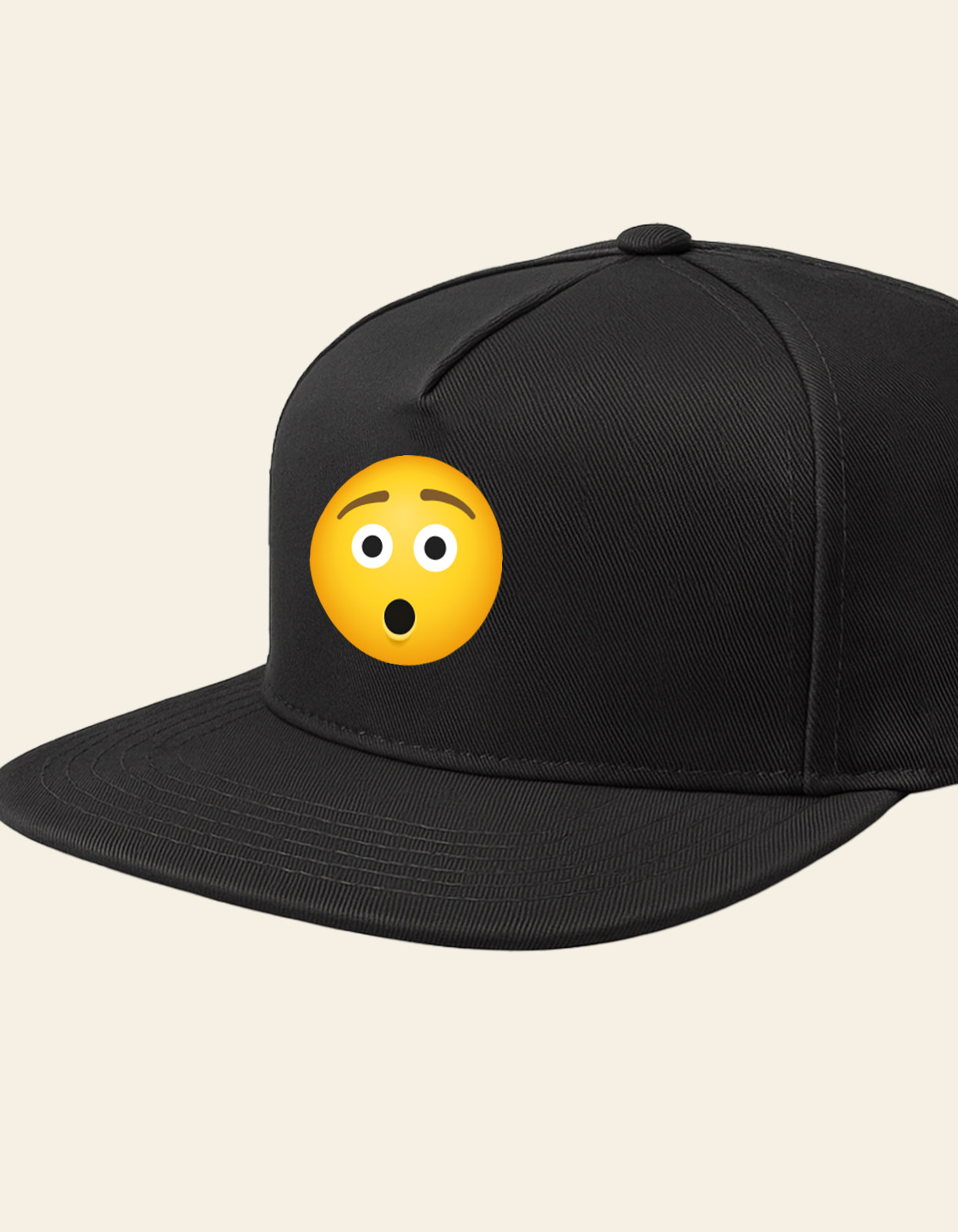 Hushed face emoji printed Baseball cap