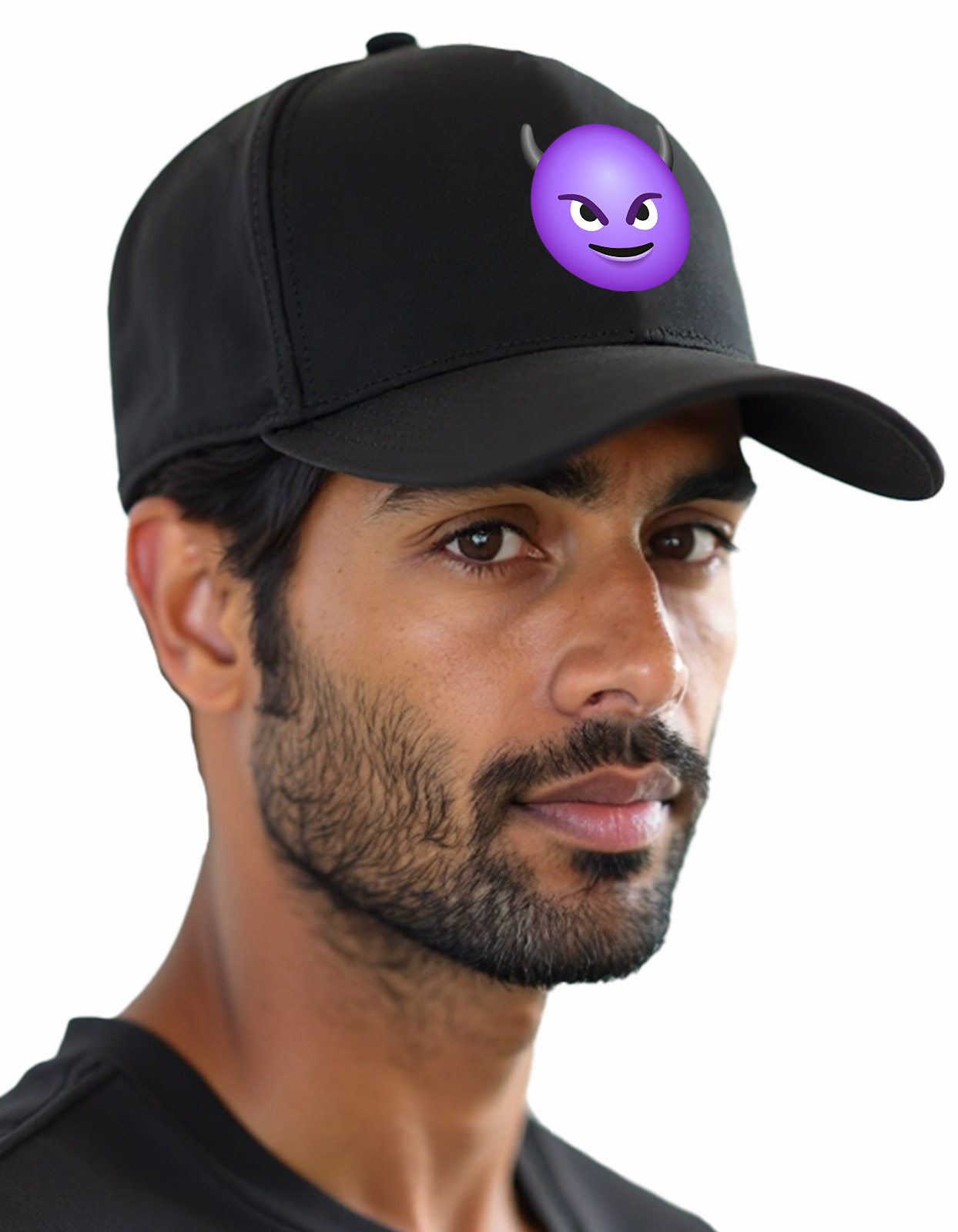 Smiling face with horns emoji printed Baseball cap
